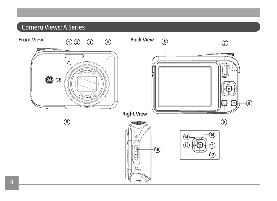 Camera views: a series | GE A Series : A1255 User Manual | Page 11 / 93