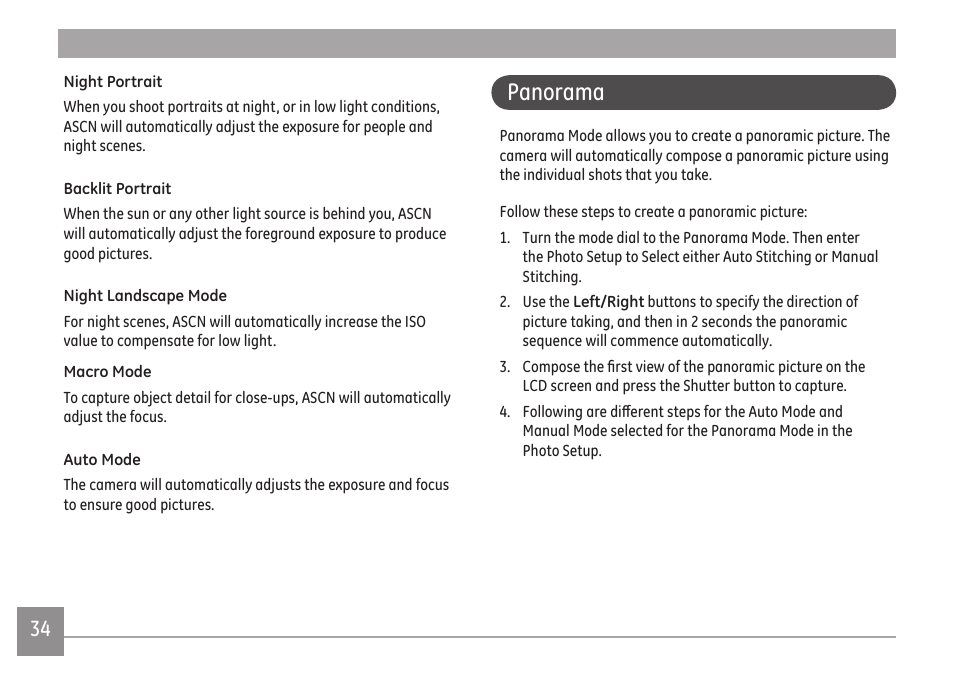 Panorama | GE A Series : A1255 User Manual | Page 37 / 93