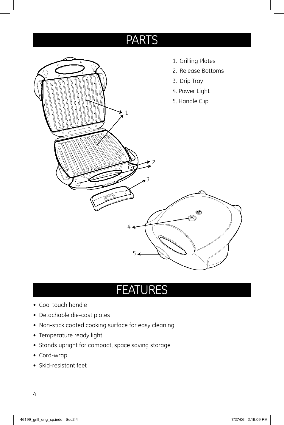 Parts features | GE 681131690805 User Manual | Page 4 / 6