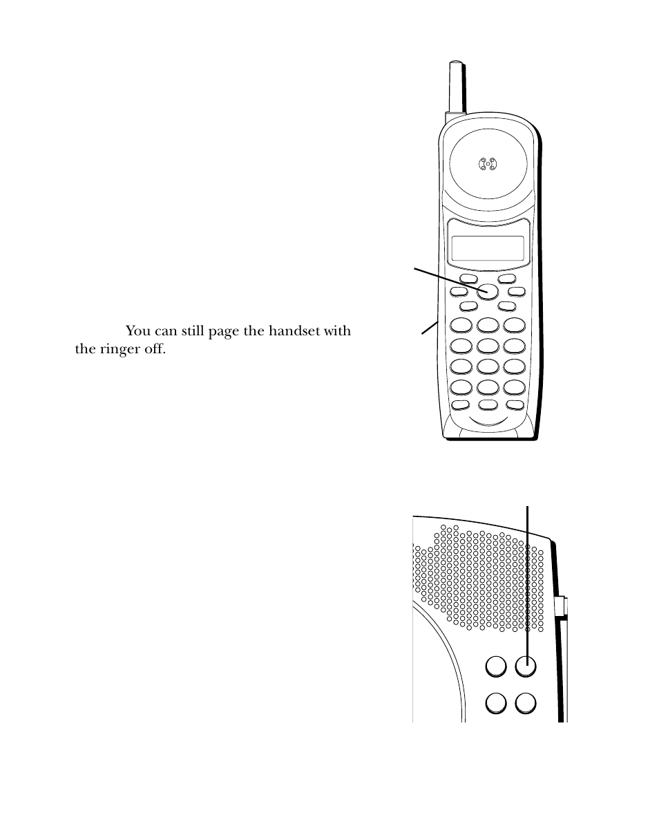 Ringer switch, Finding the handset, Inger | Witch, Inding, Andset, Page button, Ringer switch talk button | GE 26993 User Manual | Page 15 / 96