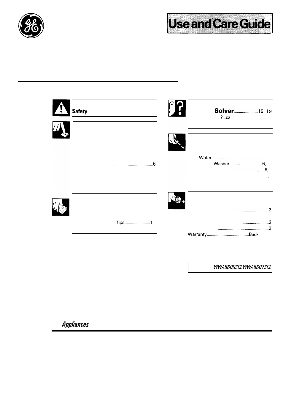 GE WA8607SCL User Manual | 24 pages