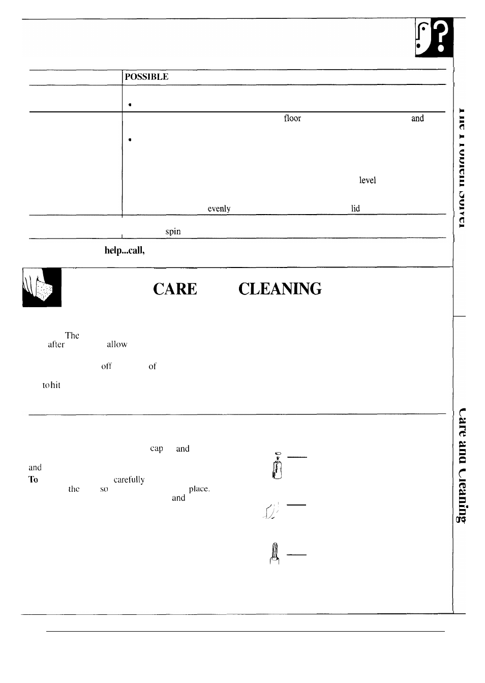 Care and cleaning, Agitator, Storage and vacation | User maintenance instructions | GE WA8607SCL User Manual | Page 19 / 24