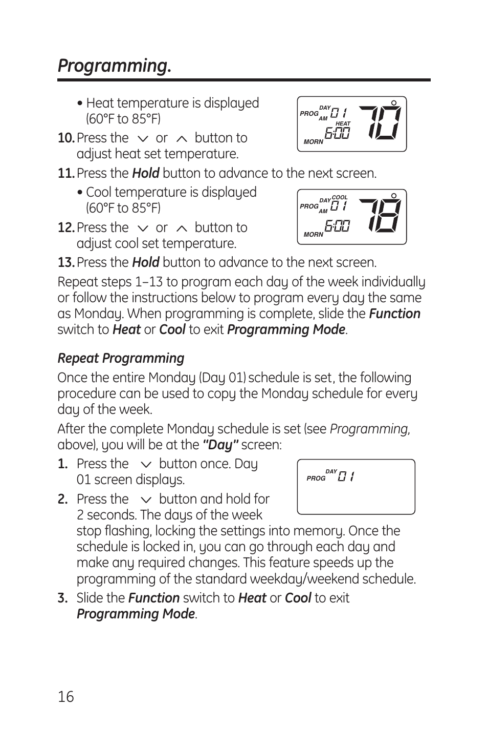 Programming | GE RAK148P1 User Manual | Page 16 / 24