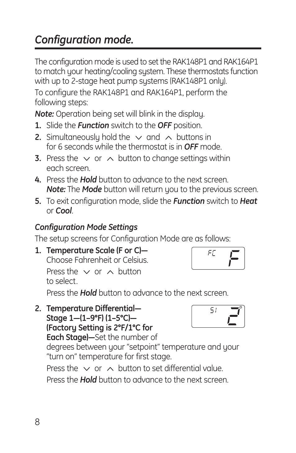 Configuration mode, Configuration mode –9 | GE RAK148P1 User Manual | Page 8 / 24