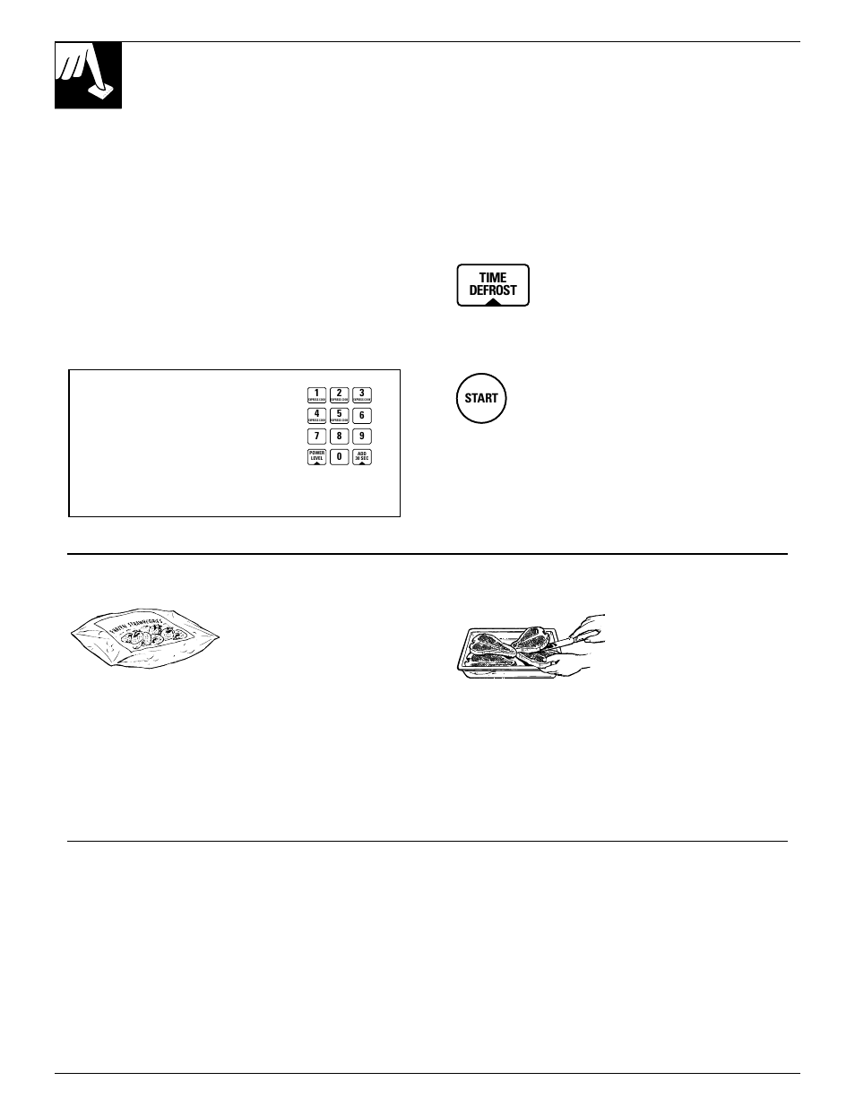 Defrosting by time, 16 defrosting by time, Time defrost (power level 3) | Defrosting tips, Questions and answers | GE 49-8627 User Manual | Page 16 / 36
