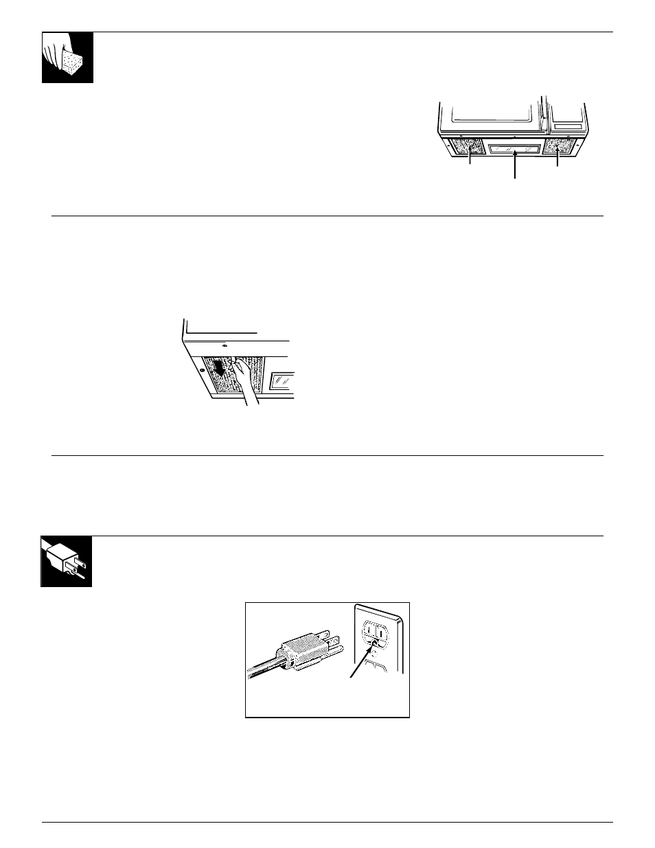 Exhaust fan, Grease filter, Installation | Adapter plugs, Extension cords, Grounding instructions, Exhaust fan grease filter, The exhaust feature, Warning | GE 49-8627 User Manual | Page 32 / 36