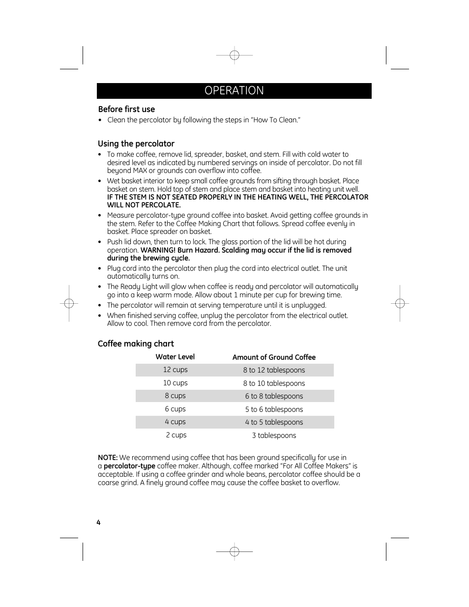 Operation | GE 681131691857 User Manual | Page 4 / 6