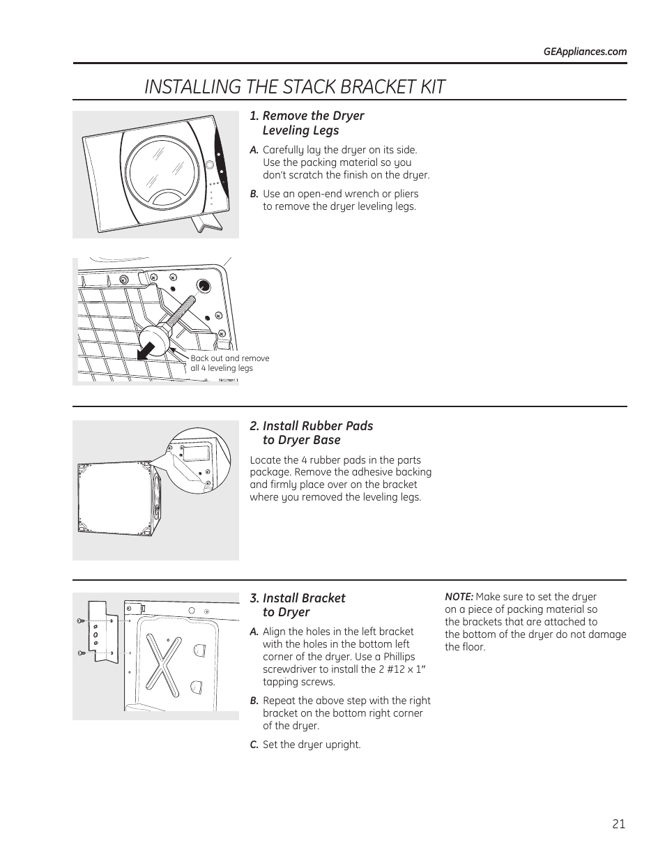 Installing the stack bracket kit | GE 234D1050P001 User Manual | Page 21 / 56