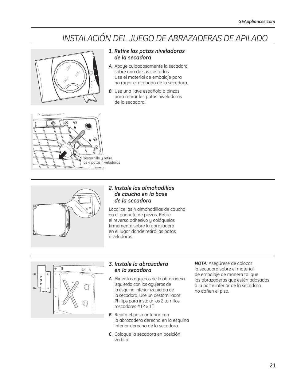 Instalación del juego de abrazaderas de apilado | GE 234D1050P001 User Manual | Page 49 / 56