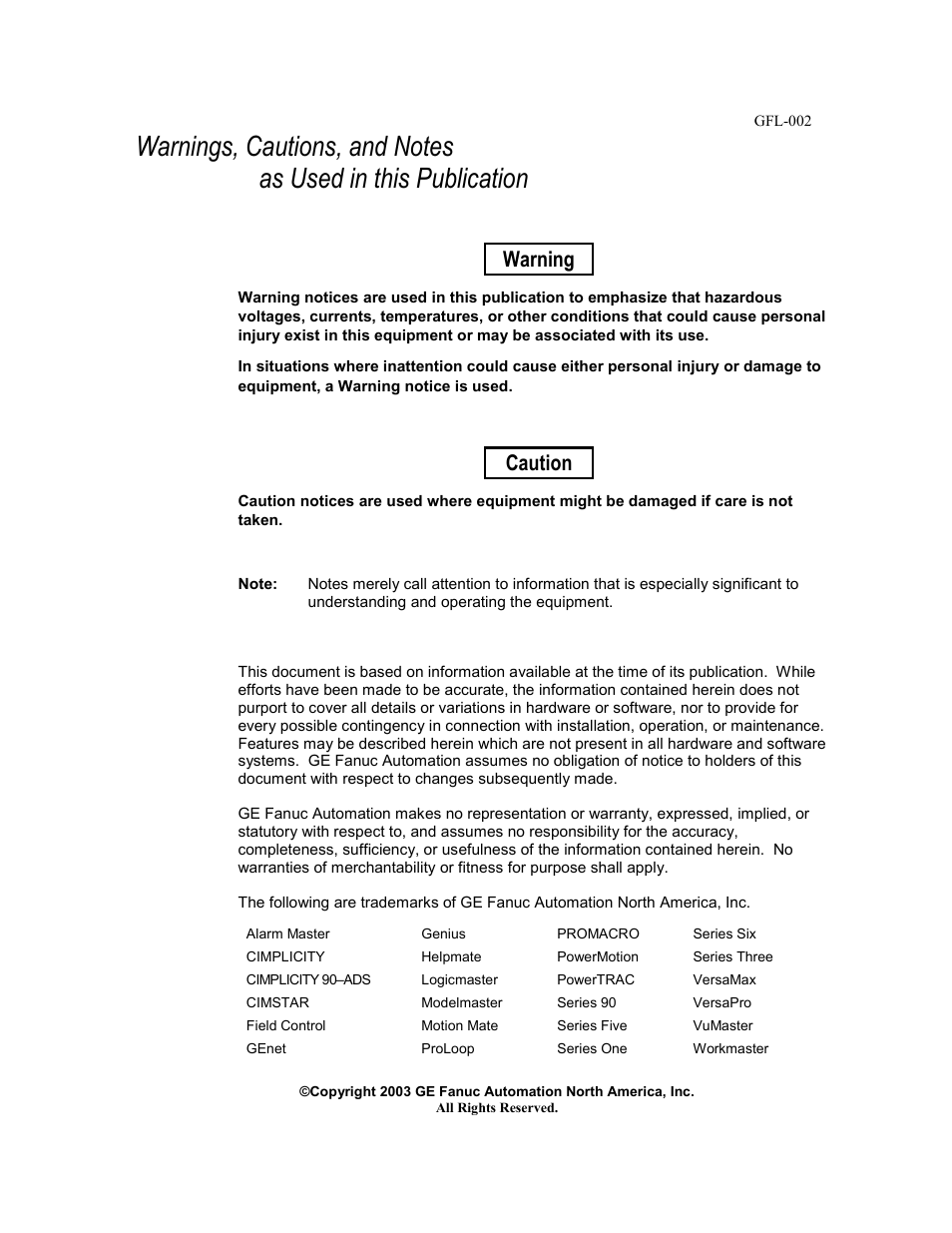 Warning, Caution | GE Panel C GFK-2251 User Manual | Page 2 / 62