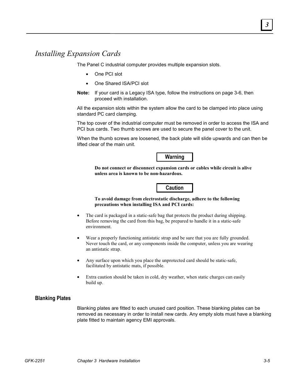 Installing expansion cards | GE Panel C GFK-2251 User Manual | Page 29 / 62