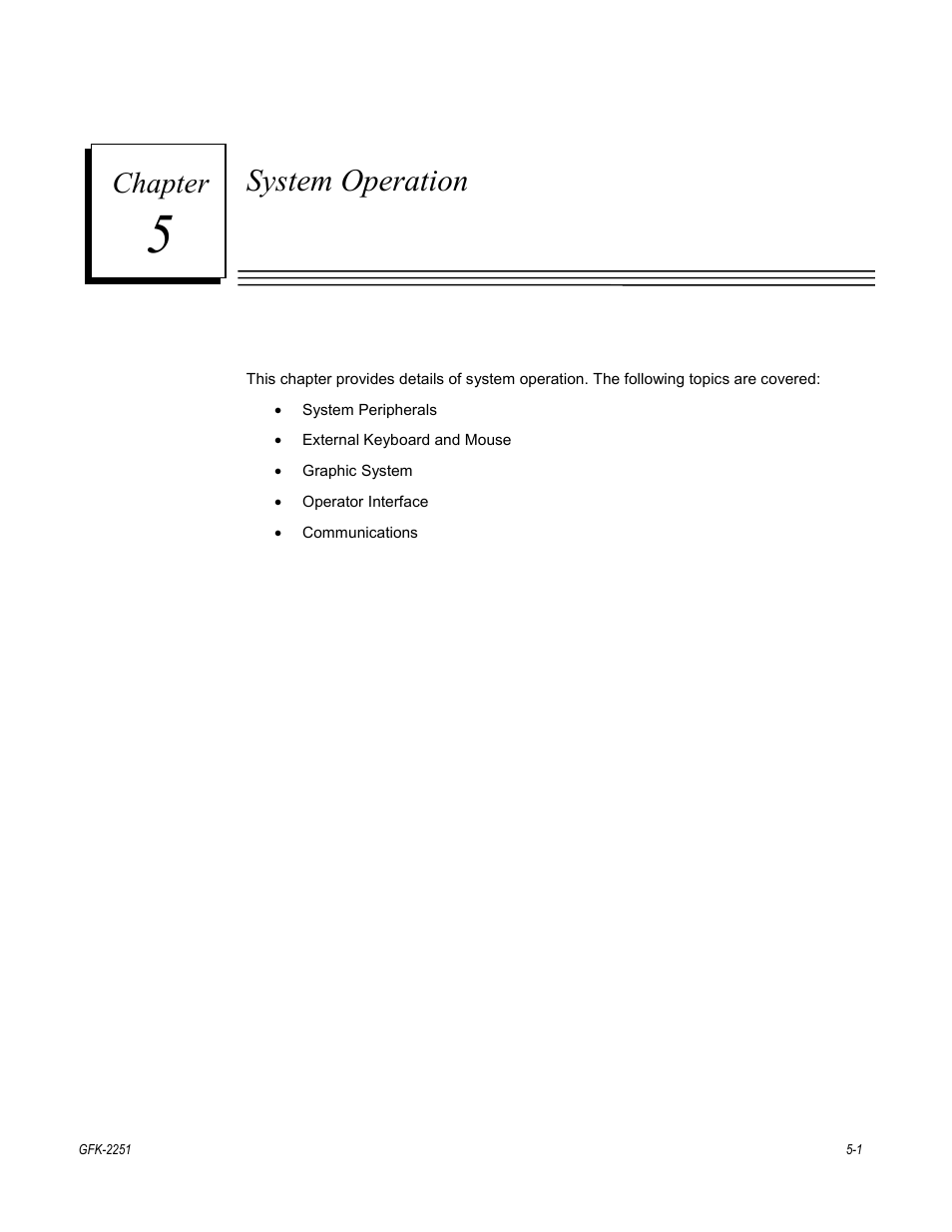 Chapter 5. system operation, System operation, Chapter | GE Panel C GFK-2251 User Manual | Page 42 / 62