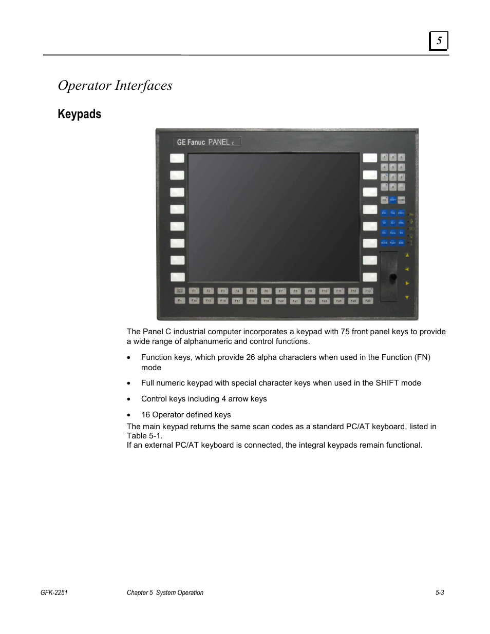 Operator interfaces, Keypads | GE Panel C GFK-2251 User Manual | Page 44 / 62