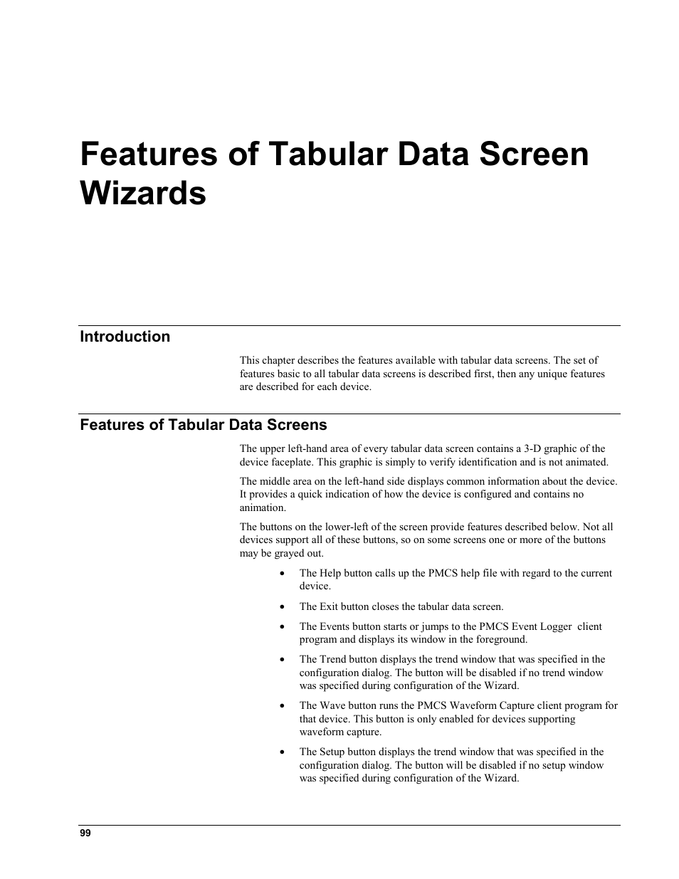 Features of tabular data screen wizards, Introduction, Features of tabular data screens | Ntroduction, Eatures of, Abular, Creens | GE EPM9450Q User Manual | Page 107 / 304