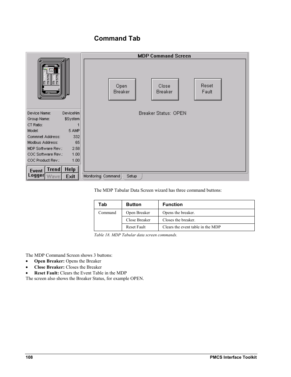 Command tab | GE EPM9450Q User Manual | Page 116 / 304