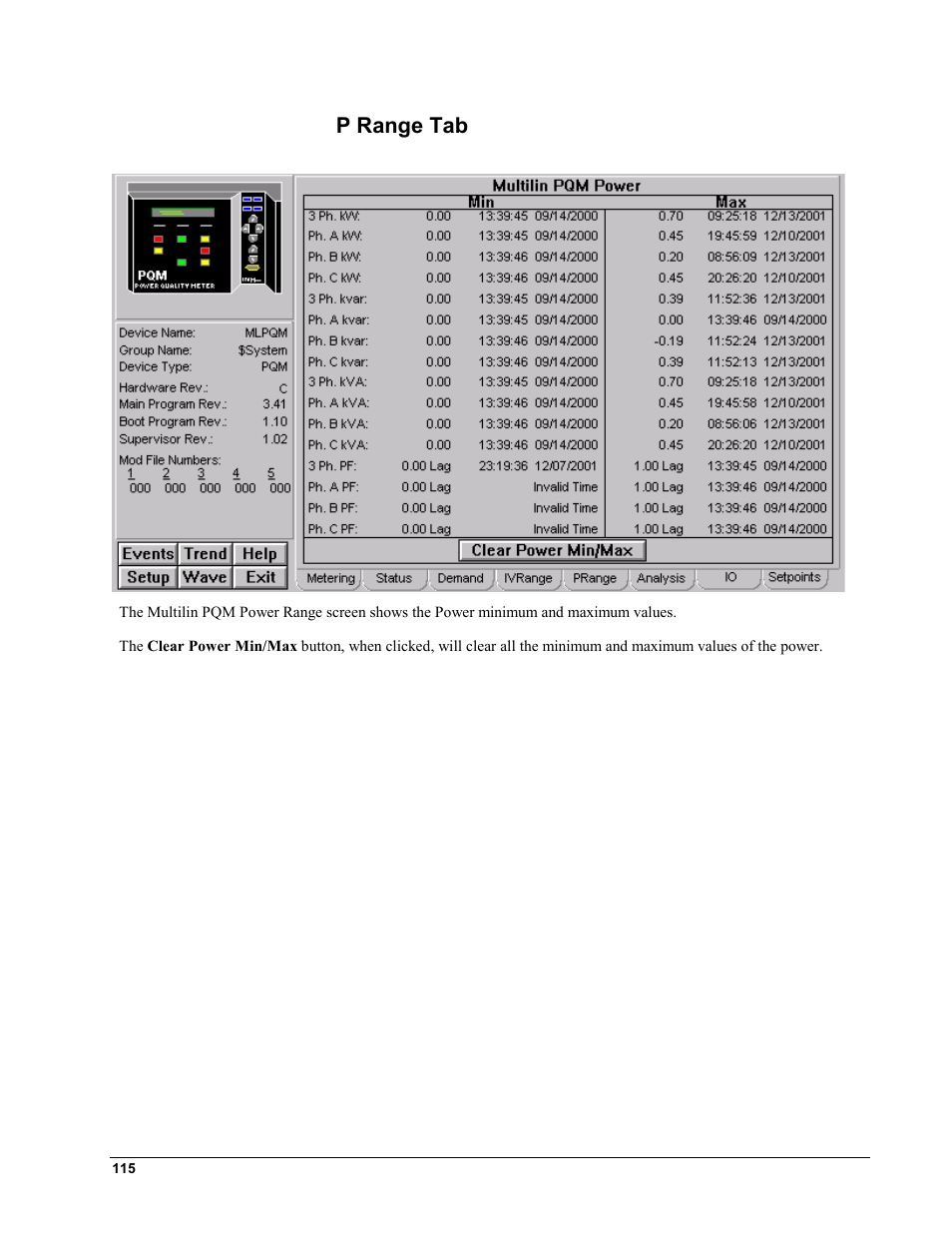 P range tab | GE EPM9450Q User Manual | Page 123 / 304