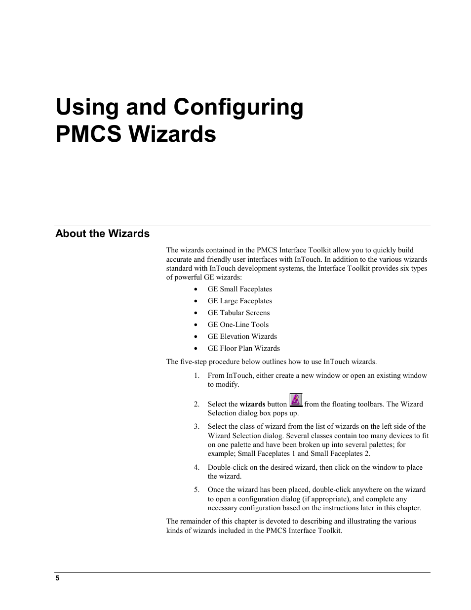 Using and configuring pmcs wizards, About the wizards, Bout the | Izards | GE EPM9450Q User Manual | Page 13 / 304