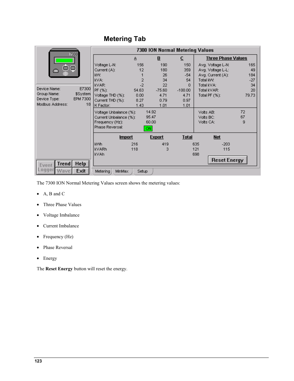 Metering tab | GE EPM9450Q User Manual | Page 131 / 304