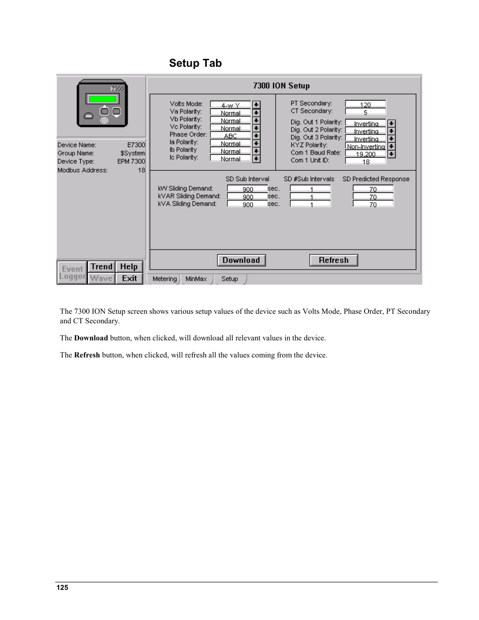 Setup tab | GE EPM9450Q User Manual | Page 133 / 304