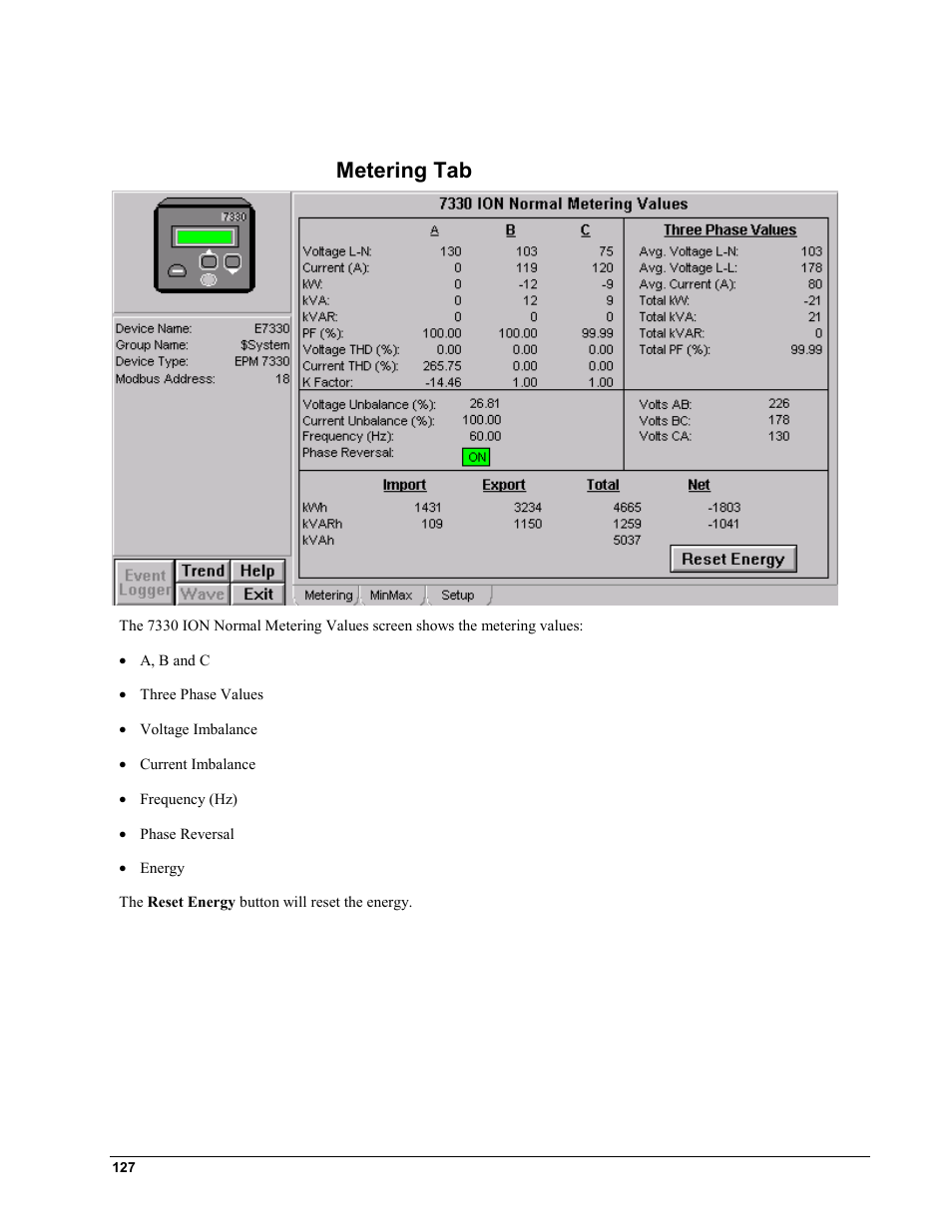 Metering tab | GE EPM9450Q User Manual | Page 135 / 304
