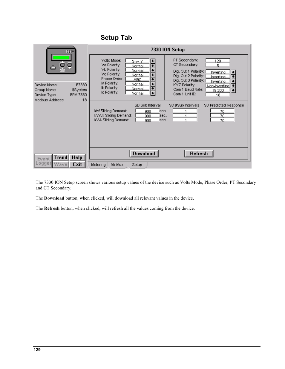 Setup tab | GE EPM9450Q User Manual | Page 137 / 304