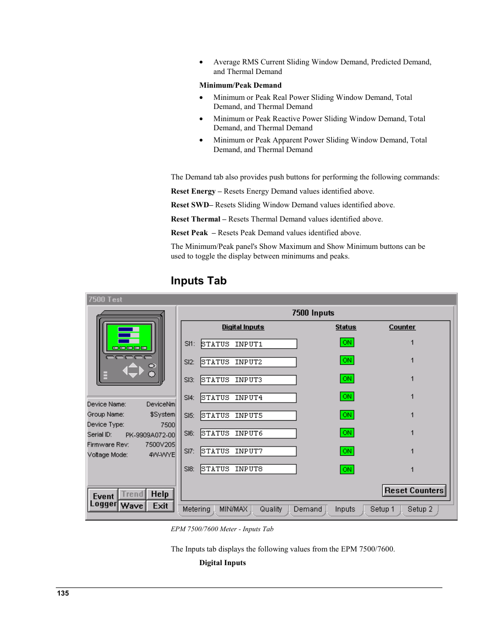 Inputs tab | GE EPM9450Q User Manual | Page 143 / 304