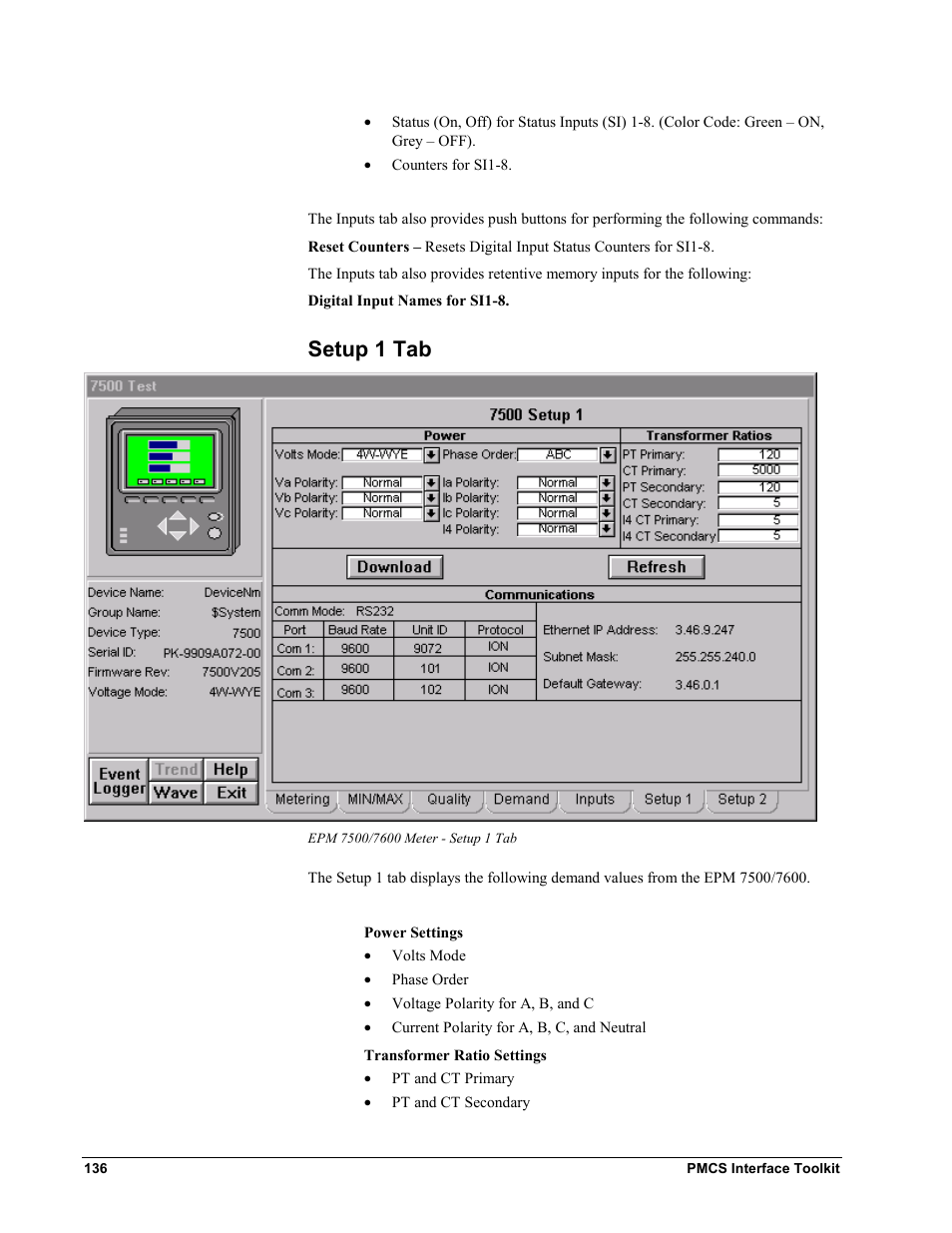 Setup 1 tab | GE EPM9450Q User Manual | Page 144 / 304