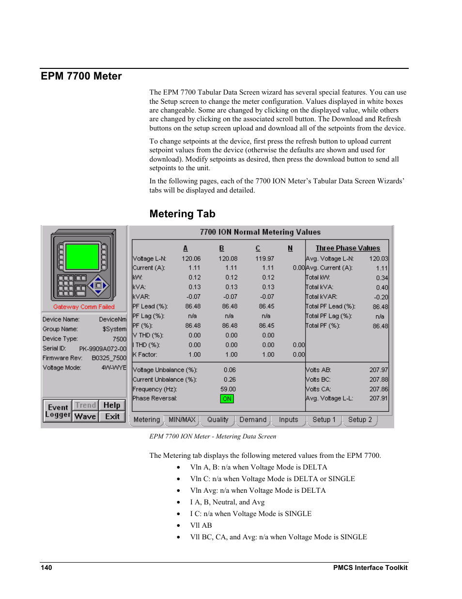 Epm 7700 meter, Metering tab, Epm 7700 m | Eter | GE EPM9450Q User Manual | Page 148 / 304