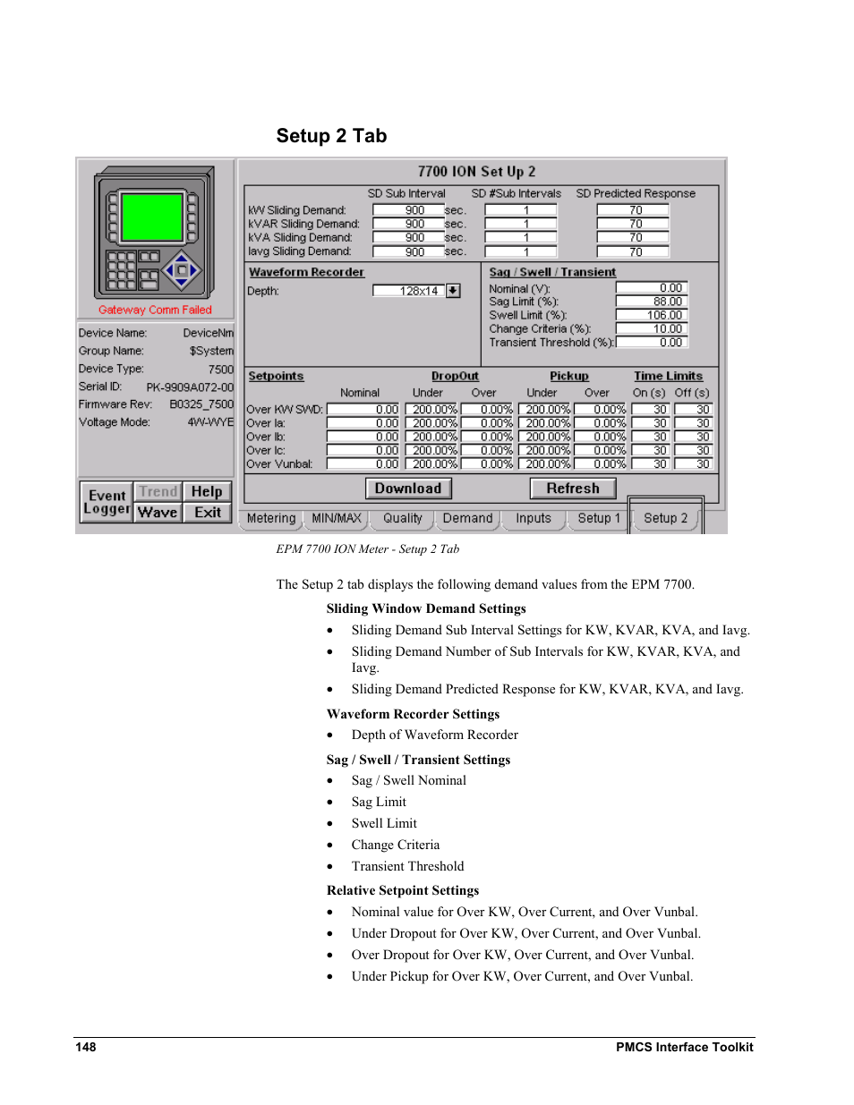 Setup 2 tab | GE EPM9450Q User Manual | Page 156 / 304