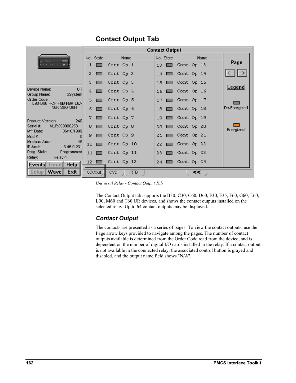 Contact output tab, Contact output | GE EPM9450Q User Manual | Page 170 / 304