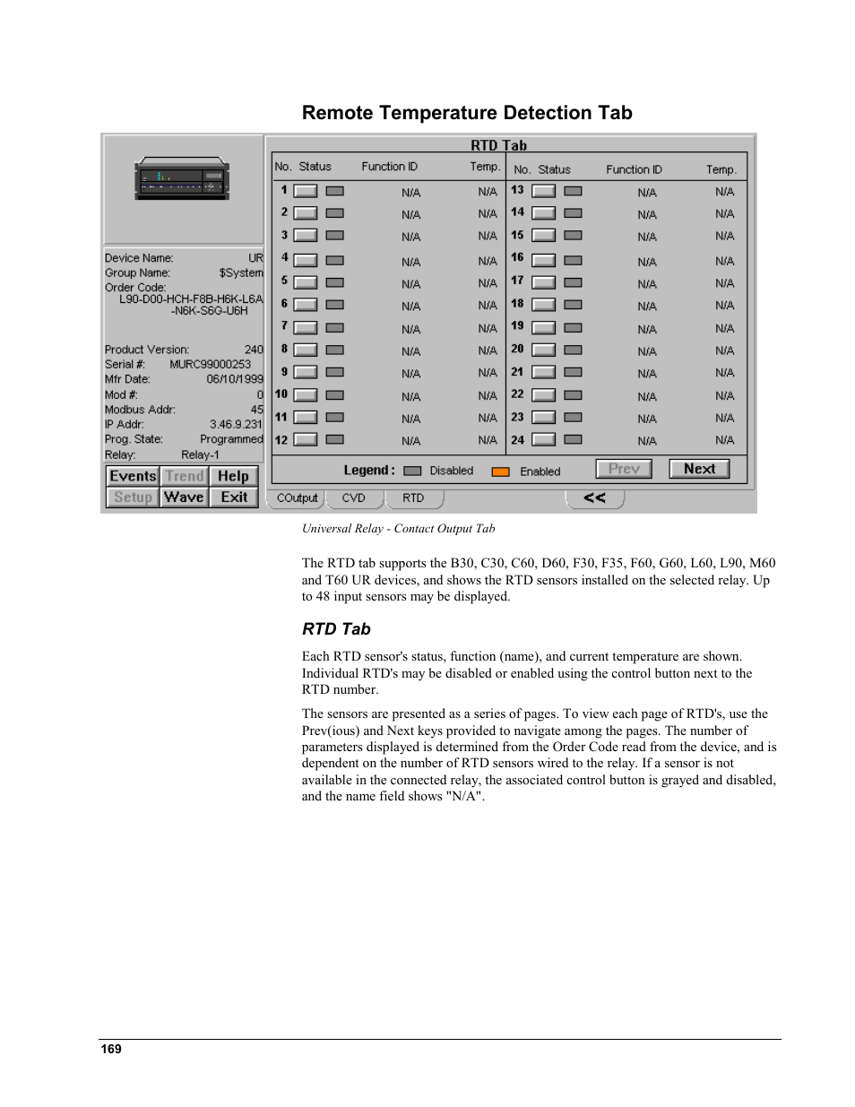 Remote temperature detection tab, Rtd tab | GE EPM9450Q User Manual | Page 177 / 304