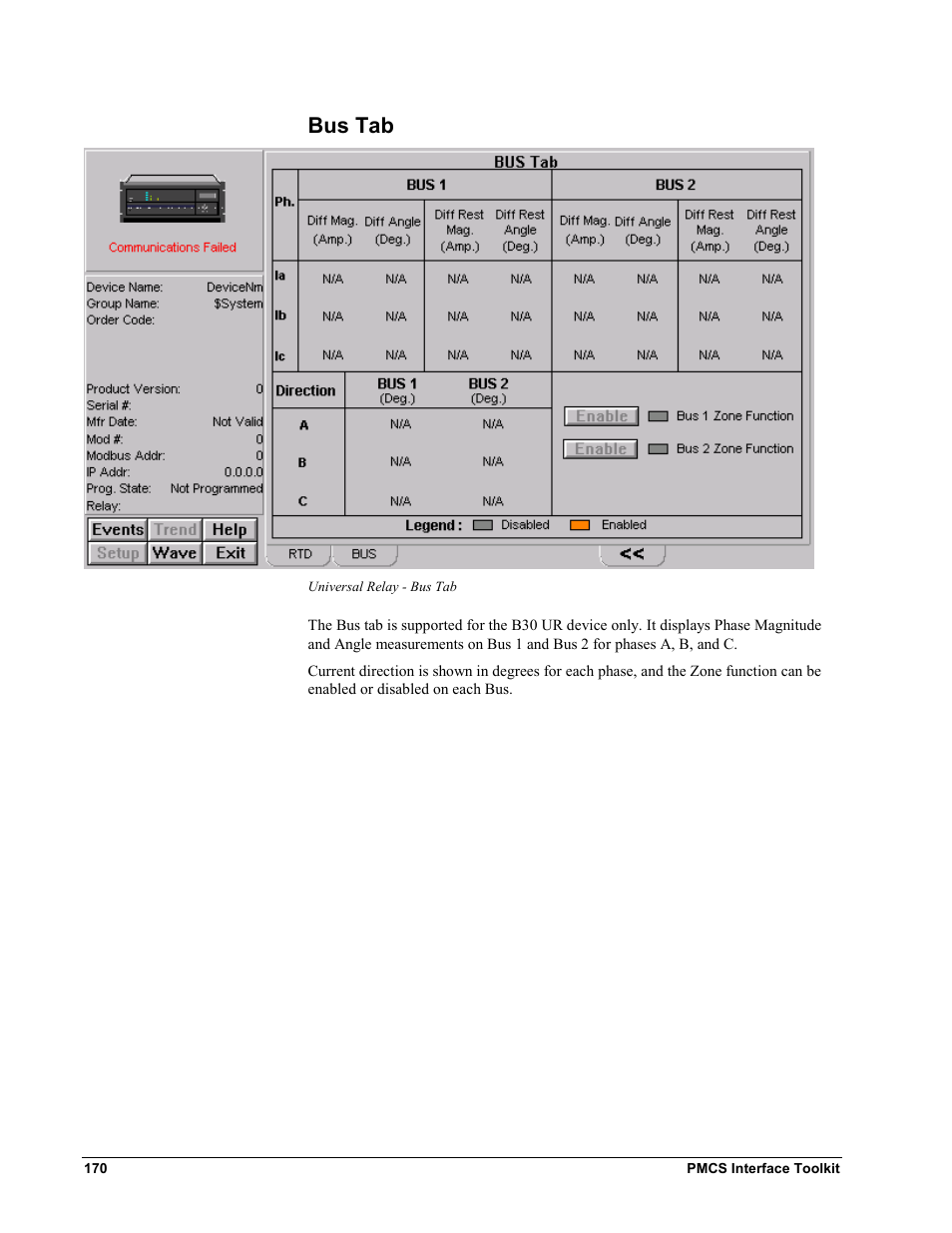 Bus tab | GE EPM9450Q User Manual | Page 178 / 304