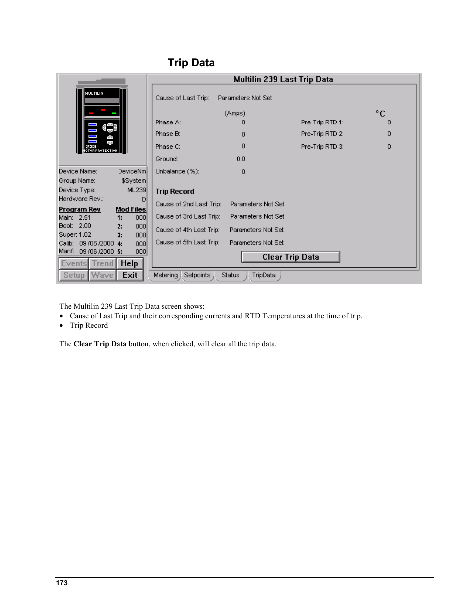 Trip data | GE EPM9450Q User Manual | Page 181 / 304