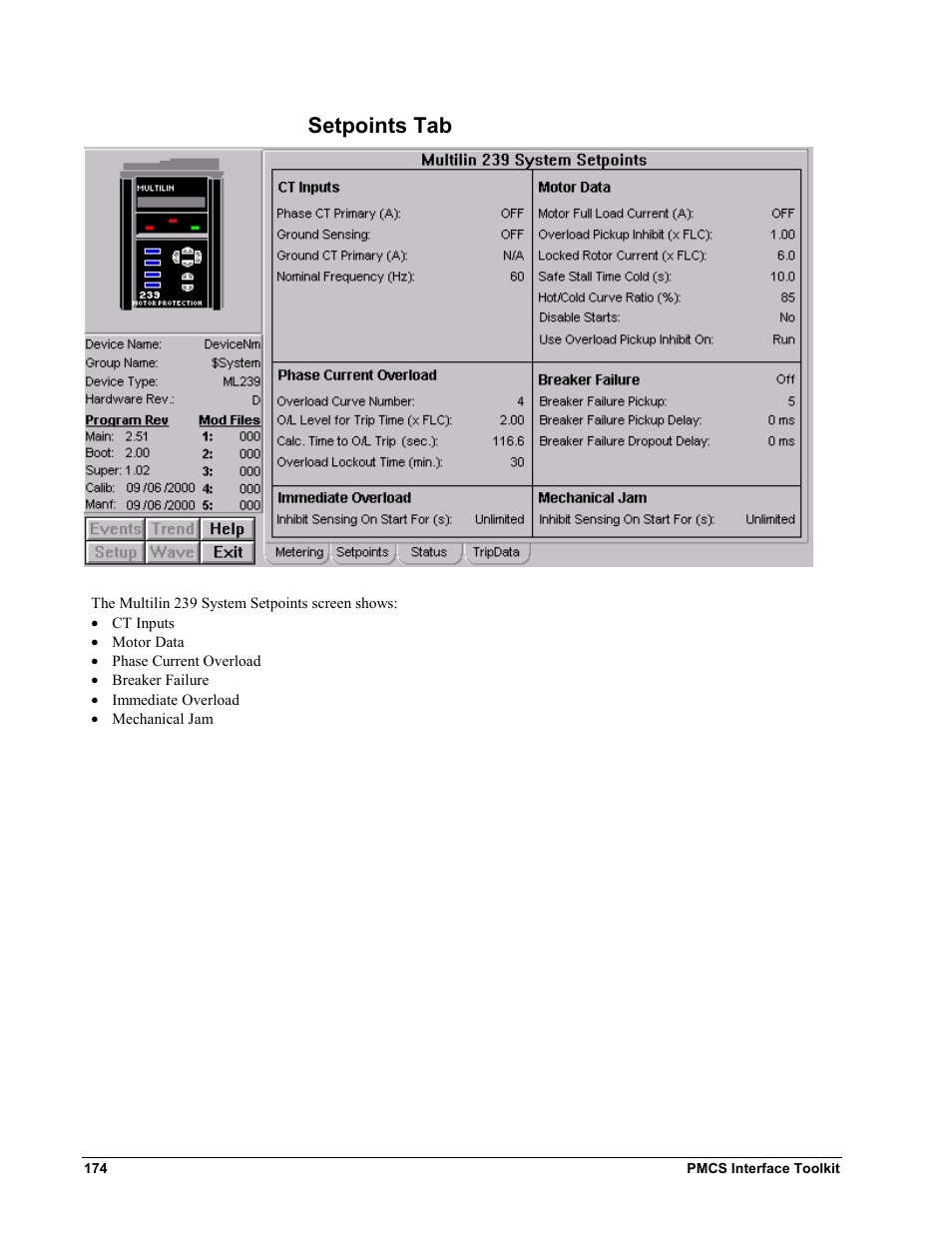 Setpoints tab | GE EPM9450Q User Manual | Page 182 / 304
