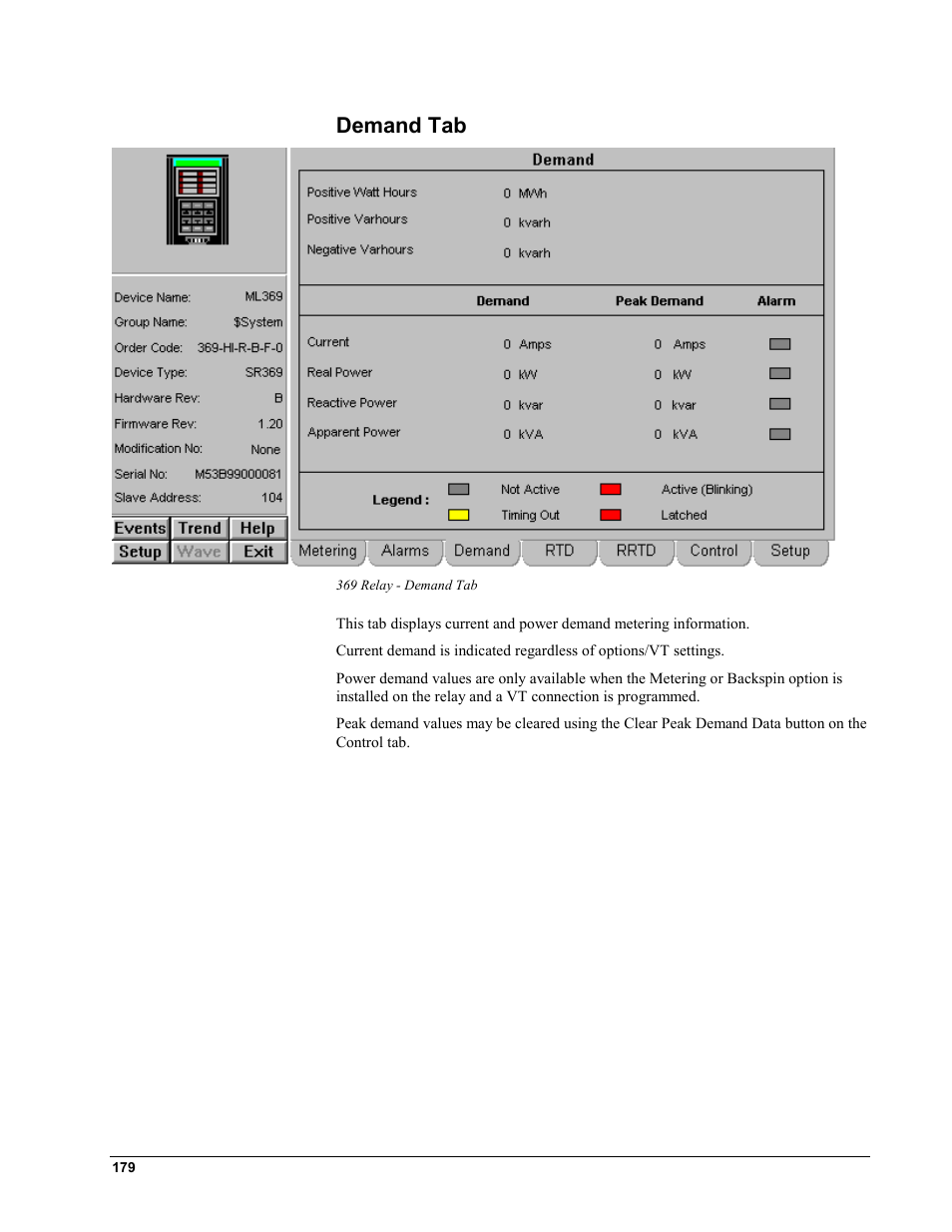 Demand tab | GE EPM9450Q User Manual | Page 187 / 304