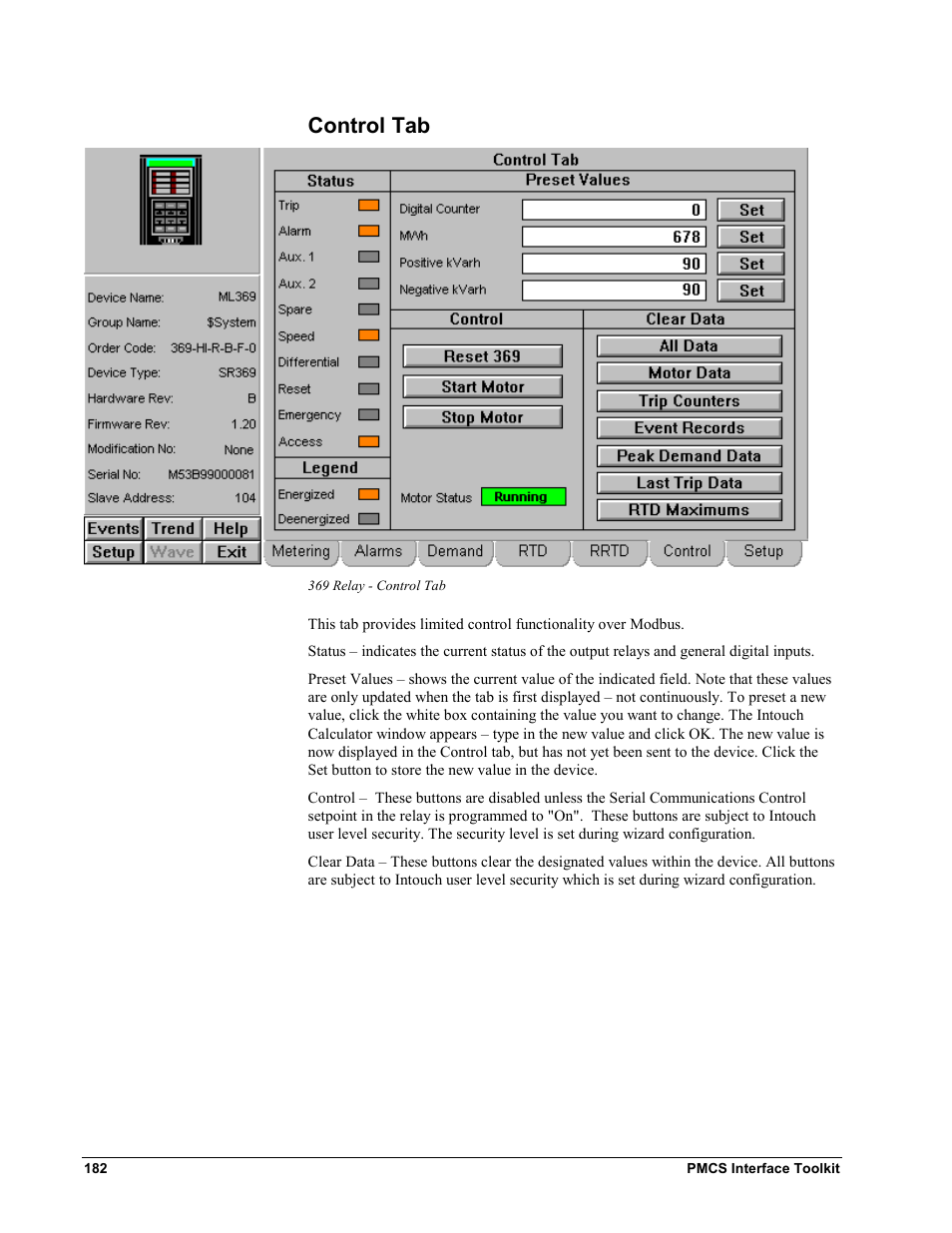 Control tab | GE EPM9450Q User Manual | Page 190 / 304