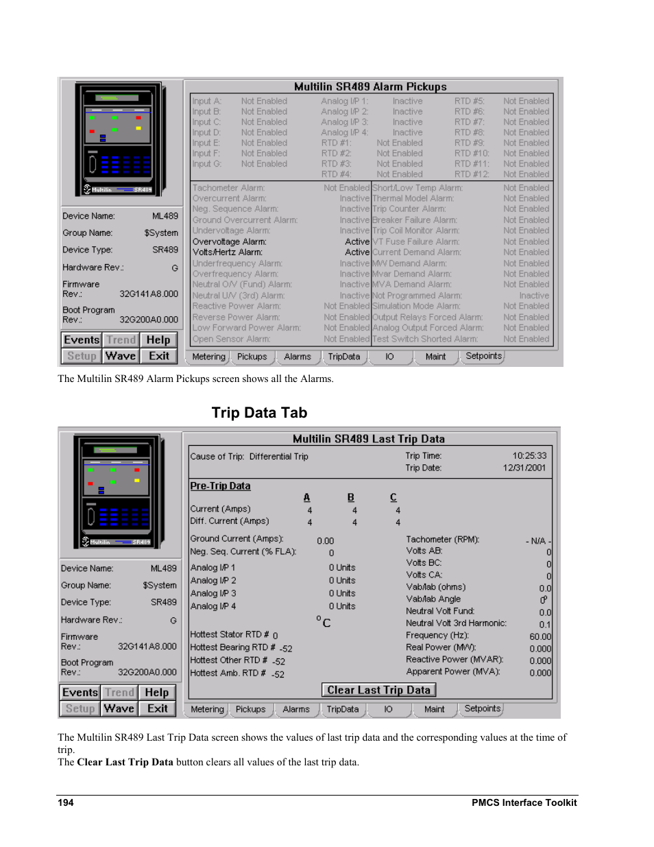 Trip data tab | GE EPM9450Q User Manual | Page 202 / 304