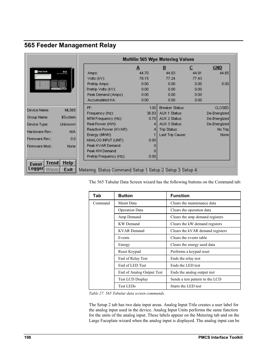 565 feeder management relay, 565 f, Eeder | Anagement, Elay | GE EPM9450Q User Manual | Page 206 / 304