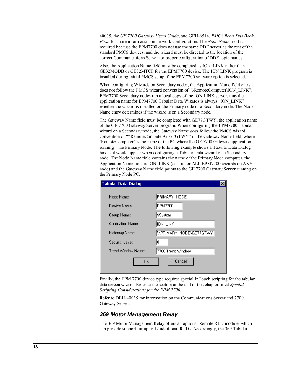 369 motor management relay | GE EPM9450Q User Manual | Page 21 / 304