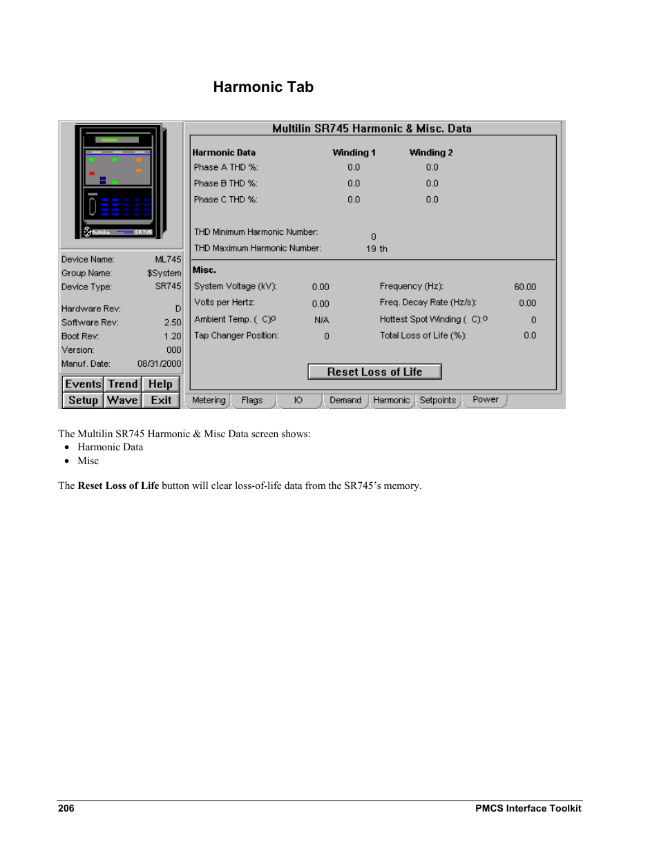 Harmonic tab | GE EPM9450Q User Manual | Page 214 / 304