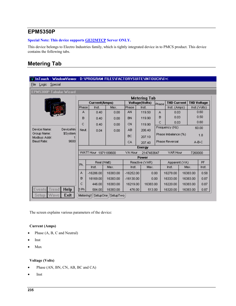 Epm5350p, Metering tab | GE EPM9450Q User Manual | Page 243 / 304