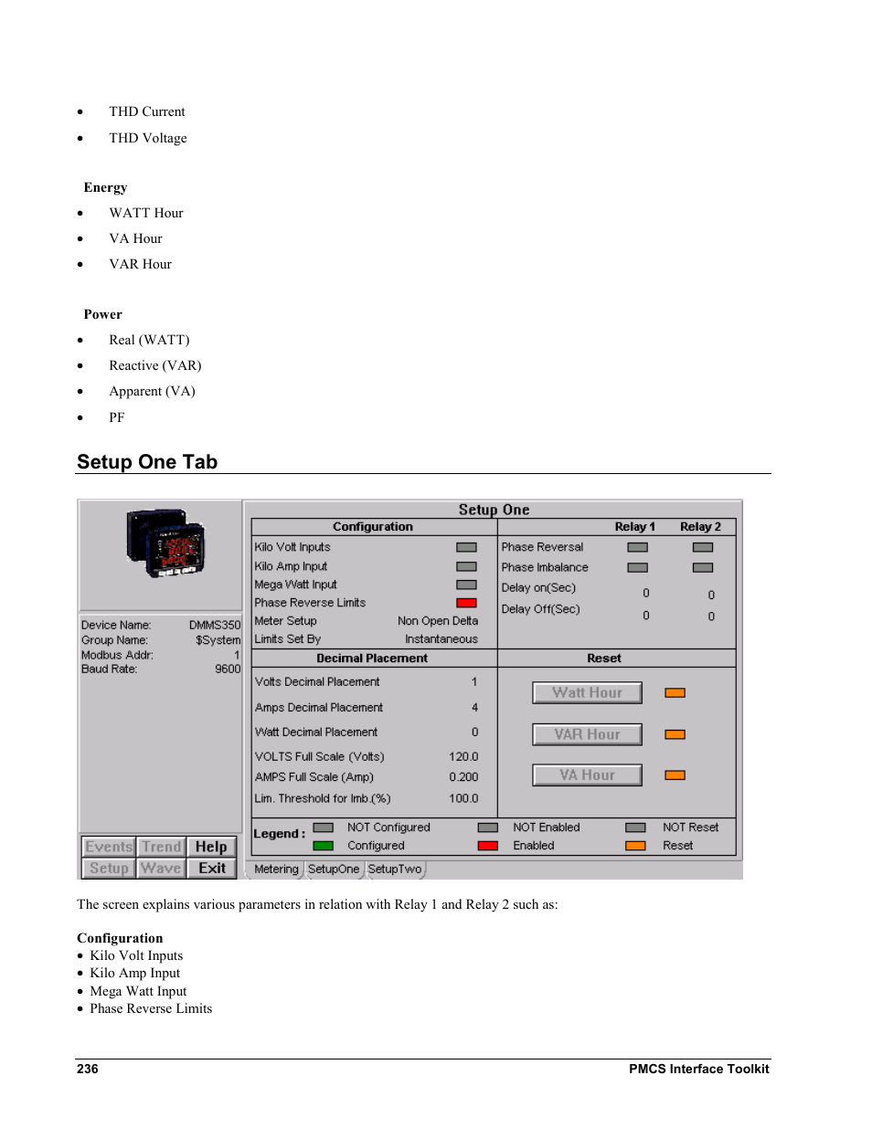 Setup one tab | GE EPM9450Q User Manual | Page 244 / 304