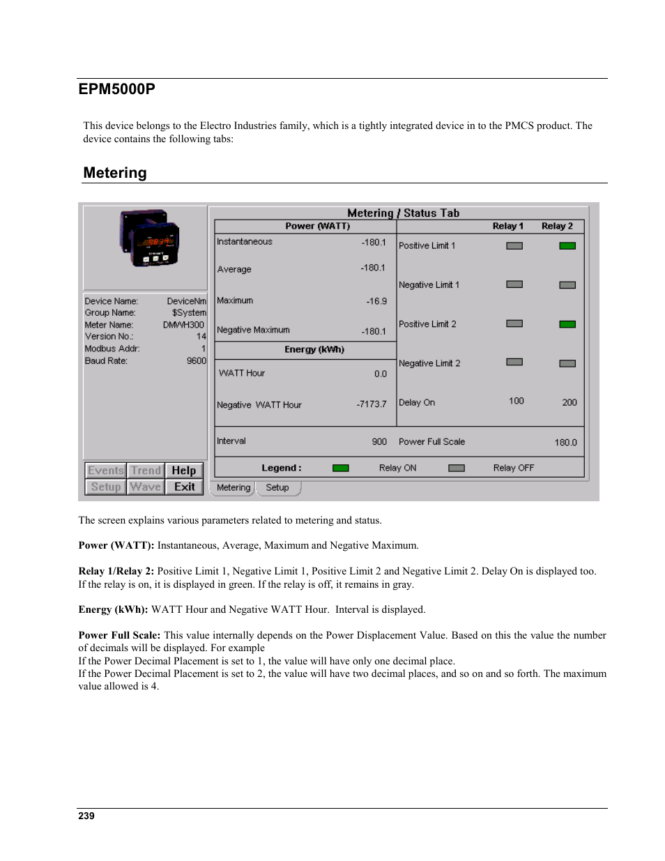 Epm5000p, Metering | GE EPM9450Q User Manual | Page 247 / 304