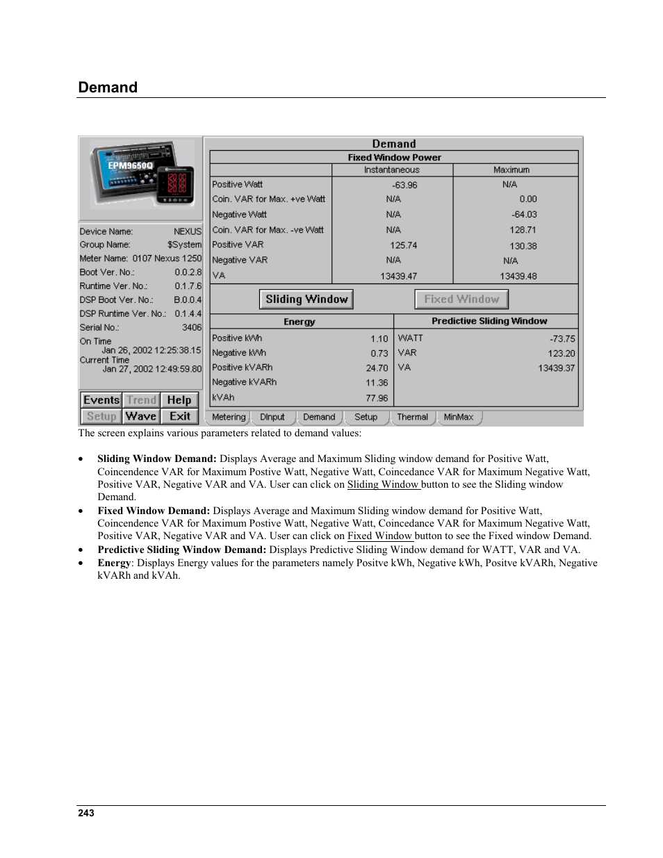 Demand | GE EPM9450Q User Manual | Page 251 / 304