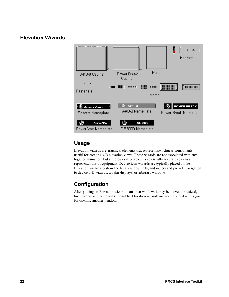 Elevation wizards, Usage, Configuration | Levation, Izards, Usage configuration, Elevation wizards usage | GE EPM9450Q User Manual | Page 30 / 304