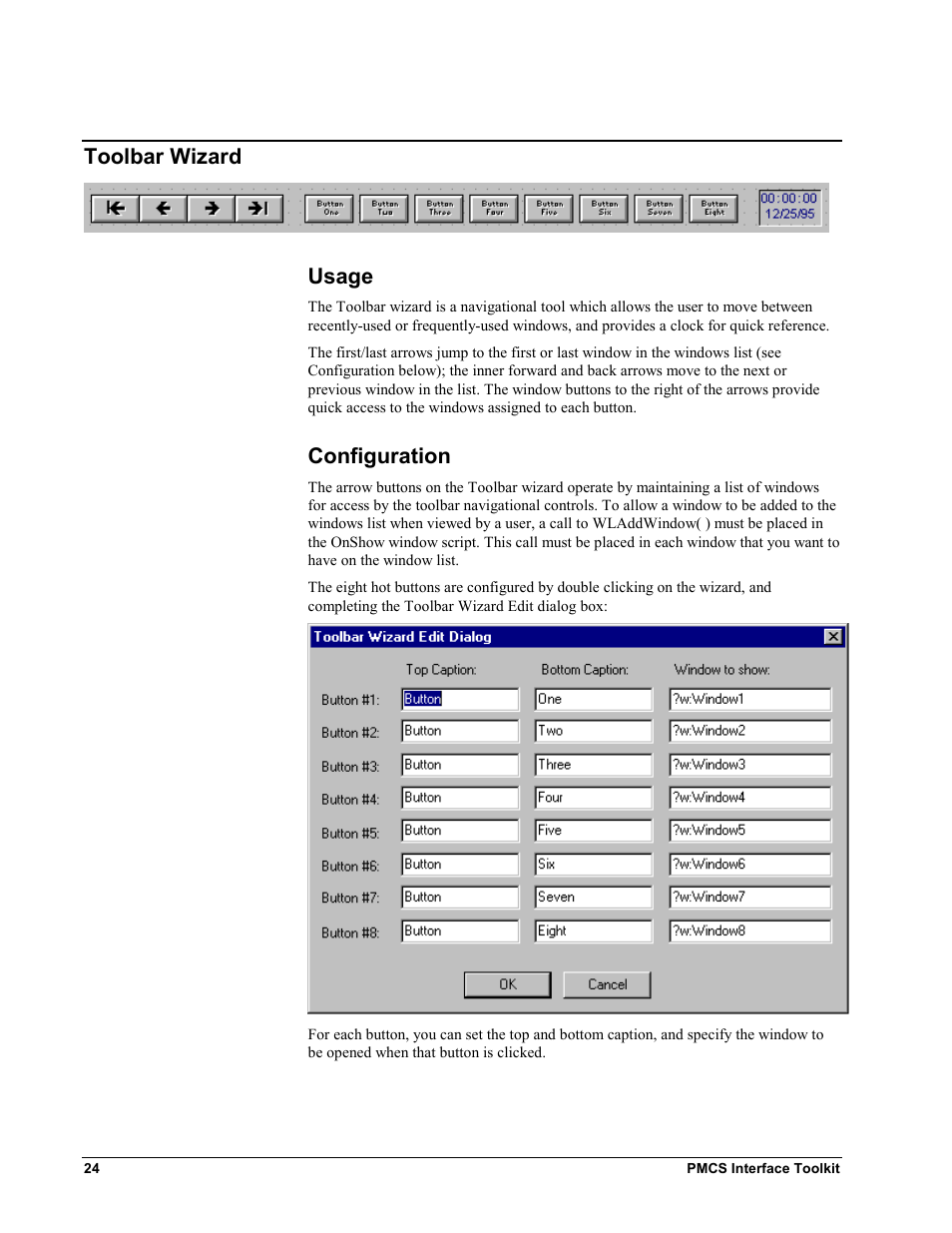 Toolbar wizard, Usage, Configuration | Oolbar, Izard, Usage configuration, Toolbar wizard usage | GE EPM9450Q User Manual | Page 32 / 304