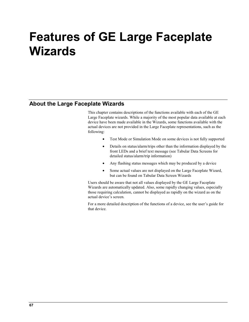 Features of ge large faceplate wizards, About the large faceplate wizards, Bout the | Arge, Aceplate, Izards | GE EPM9450Q User Manual | Page 75 / 304