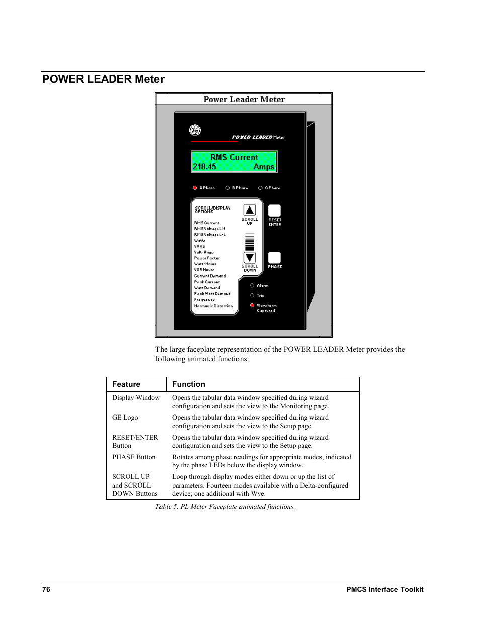 Power leader meter, Power leader m, Eter | GE EPM9450Q User Manual | Page 84 / 304