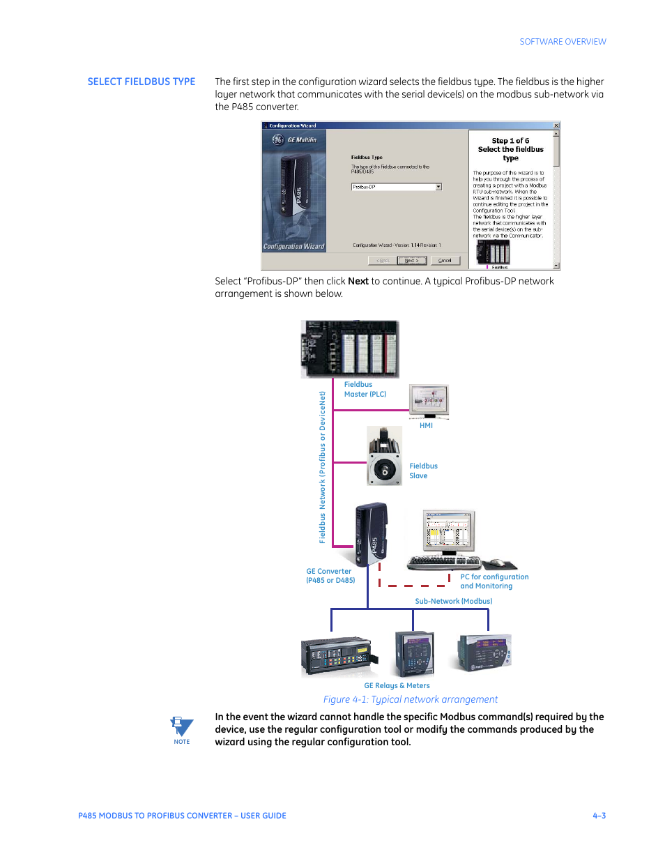Select fieldbus type, Select fieldbus type –3 | GE P485 User Manual | Page 25 / 76