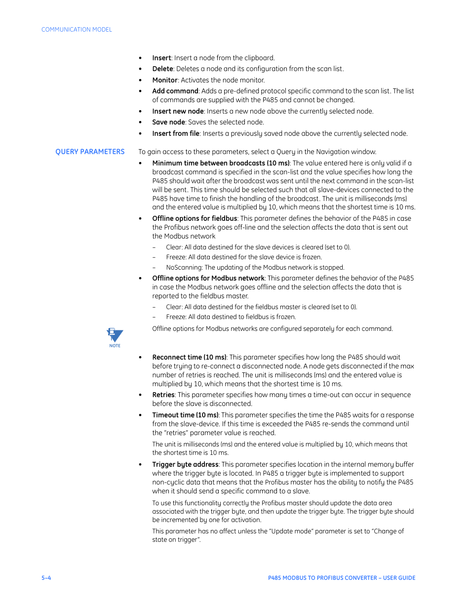 Query parameters, Query parameters –4 | GE P485 User Manual | Page 40 / 76